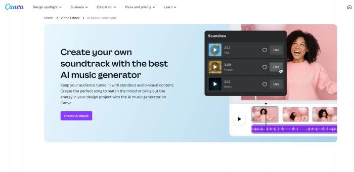 Canva AI music generator